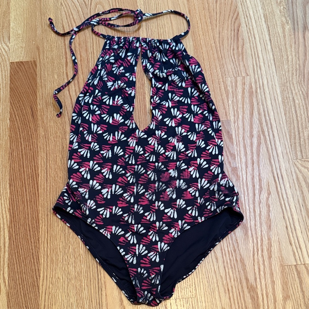 J Crew Halter Neck Swimsuit with Geometric Pattern